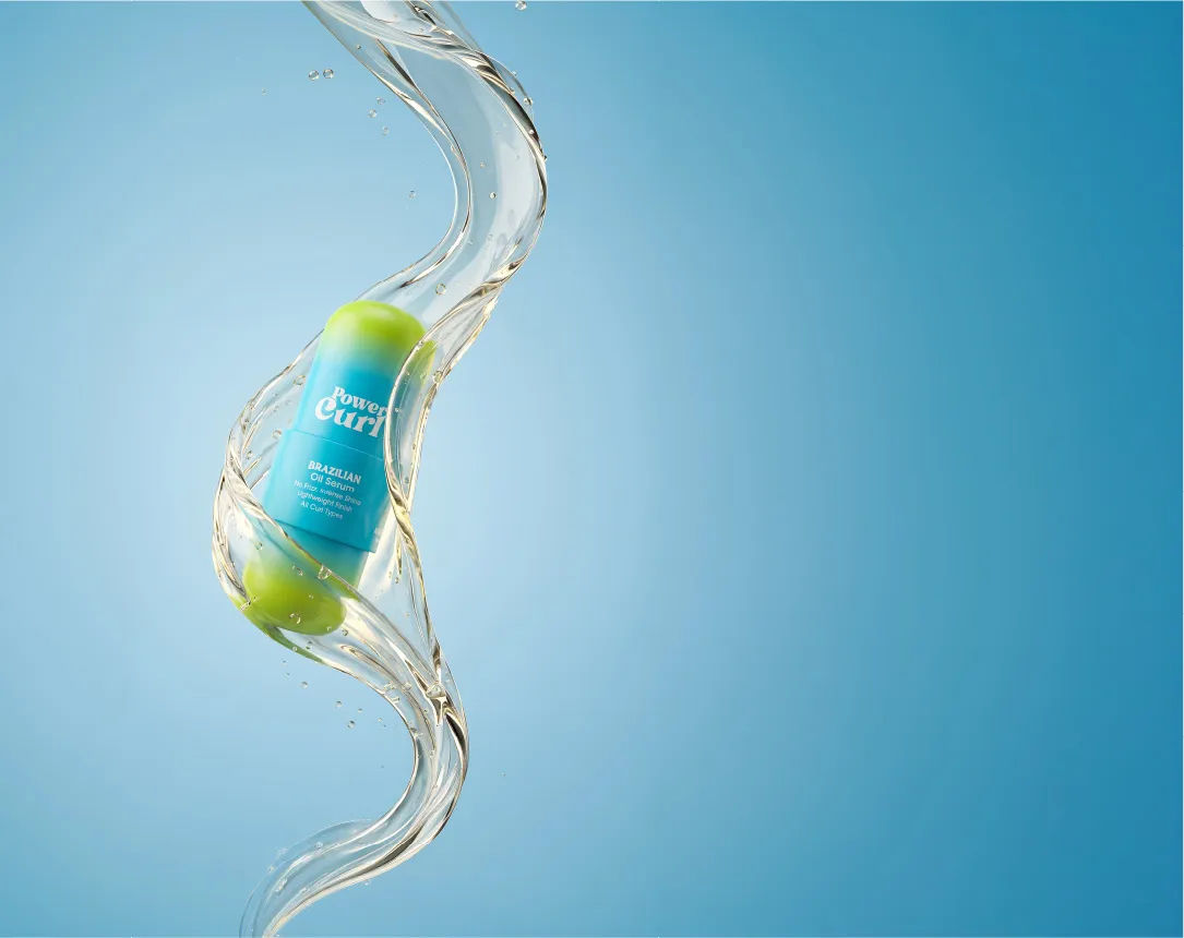 Power Curl Brazilian Oil Serum wrapped in a splash of oil